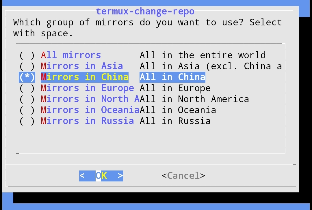 termux 换repo 源的图形界面