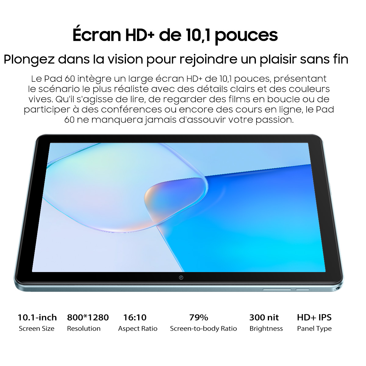 Tablette tactile Oscal Tablette Tactile Pad 60 10.1 pouces HD+ Quad core  Android 12 5Go+64Go/SD 1To 6580mAh 2.4G WiFi Bleu Avec Clavier K1