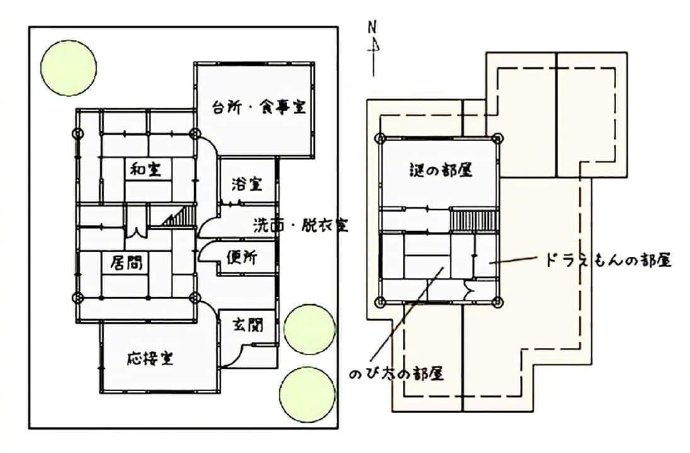 哆啦A梦/机器猫/小叮当动画片里房子的平面图