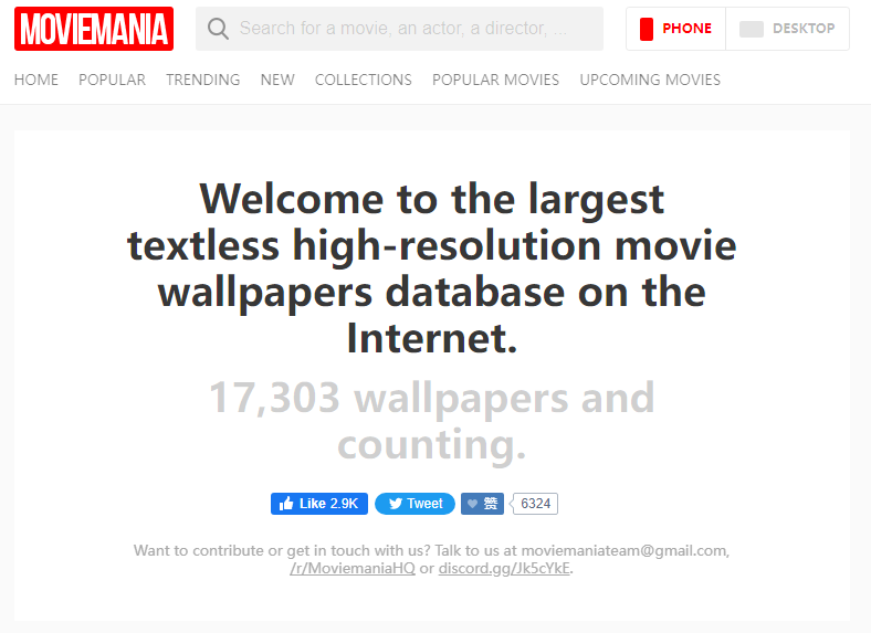 Moviemania - 互联网上最大的无文字高分辨率电影壁纸数据库
