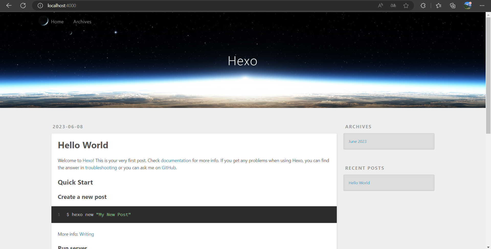 本地博客安装成功