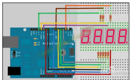 Arduino的四位数码管接线图