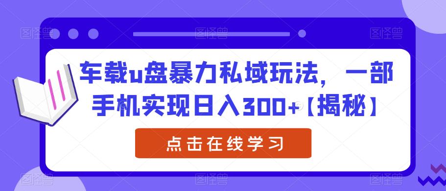 车载u盘暴力私域玩法，一部手机实现日入300+【揭秘】一点库资源-致力于各大收费VIP教程和网赚项目分享一点库资源