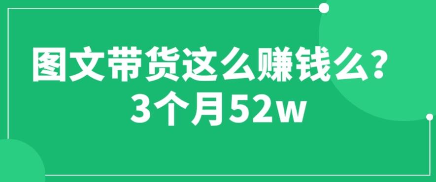 图文带货这么赚钱么  3个月52W 图文带货运营加强课【揭秘】一点库资源-致力于各大收费VIP教程和网赚项目分享一点库资源