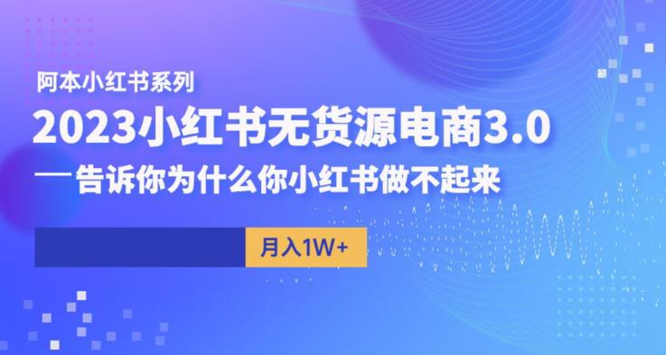 阿本小红书无货源电商3.0，告诉你为什么你小红书做不起来一点库资源-致力于各大收费VIP教程和网赚项目分享一点库资源