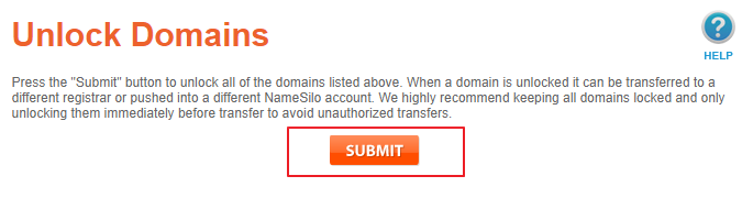 点击 “SUBMIT” Namesilo确认域解锁按钮 第2张