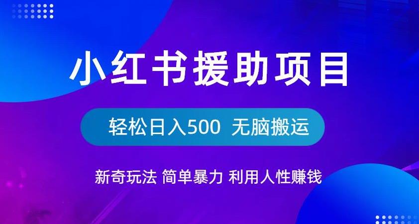 小红书援助项目新奇玩法，简单暴力，无脑搬运轻松日入500【揭秘】第一学习库-致力于各大收费VIP教程和网赚项目分享第一学习库