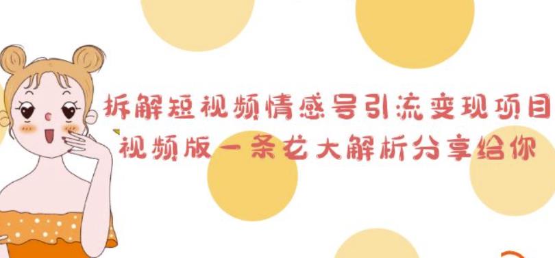 拆解短视频情感号引流变现项目，视频版一条龙大解析分享给你一点库资源-致力于各大收费VIP教程和网赚项目分享一点库资源