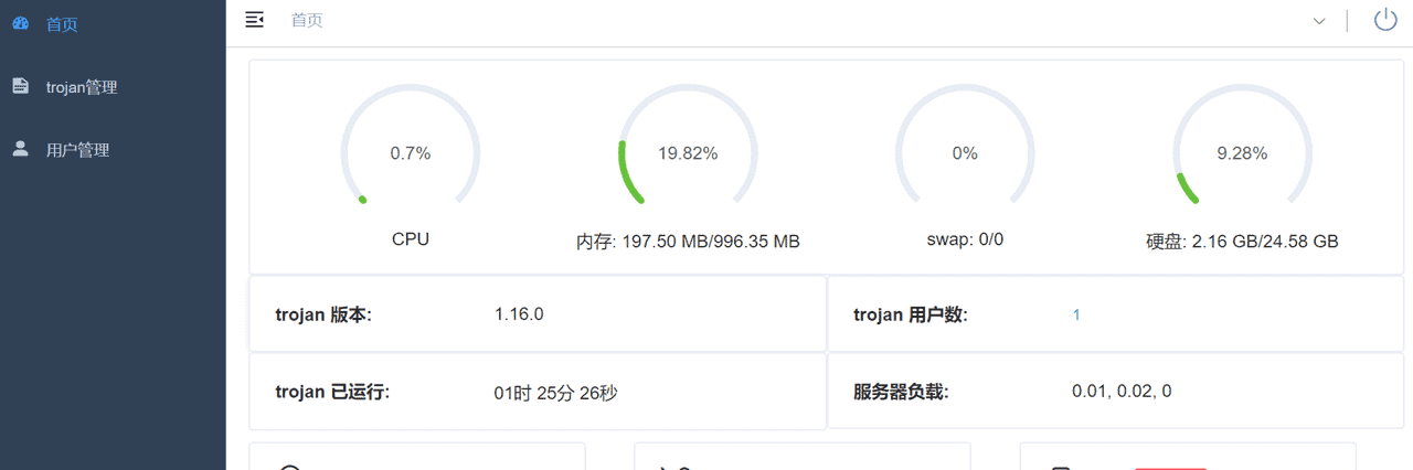 Trojan多用户一键搭建脚本后台管理面板.png