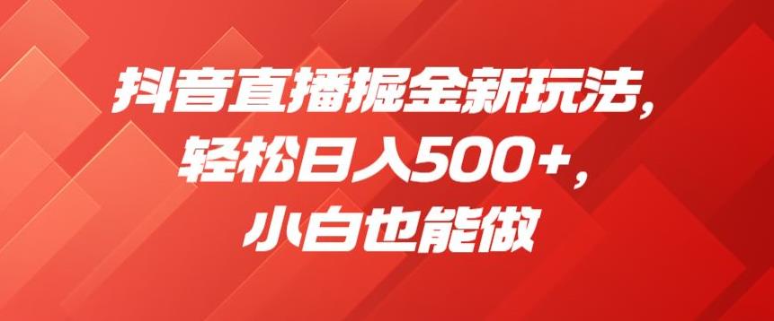 抖音直播掘金新玩法，轻松日入500+，小白也能做【揭秘】第一学习库-致力于各大收费VIP教程和网赚项目分享第一学习库