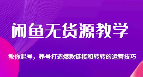 闲鱼无货源教学，教你起号，养号打造爆款链接以及转转的运营技巧第一学习库-致力于各大收费VIP教程和网赚项目分享第一学习库