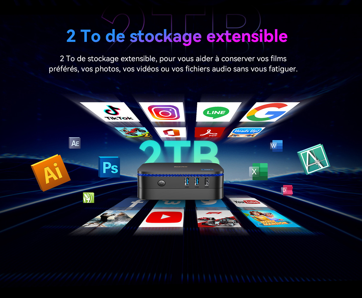 Blackview MP80 Mini PC Intel Celeron N5095/16 Go/512 Go SSD