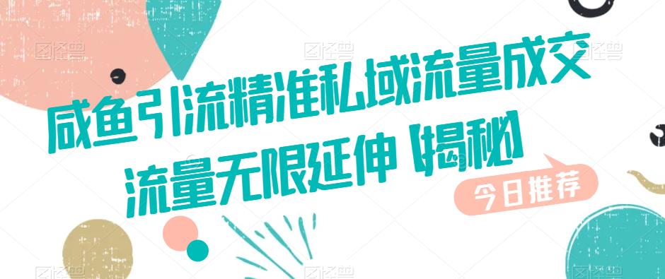 咸鱼引流精准私域流量成交流量无限延伸【揭秘】第一学习库-致力于各大收费VIP教程和网赚项目分享第一学习库