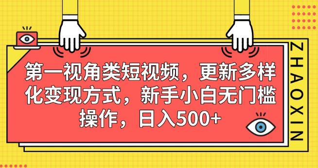 第一视角类短视频，更新多样化变现方式，新手小白无门槛操作，日入500+【揭秘】一点库资源-致力于各大收费VIP教程和网赚项目分享一点库资源