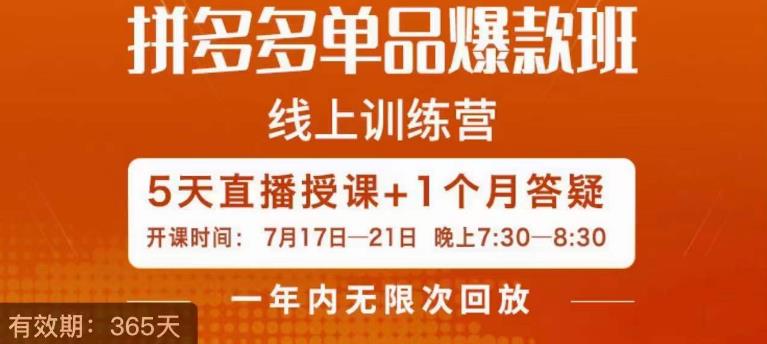 钟辰·拼多多单品爆款班，一个拼多多超级爆款养一个团队第一学习库-致力于各大收费VIP教程和网赚项目分享第一学习库