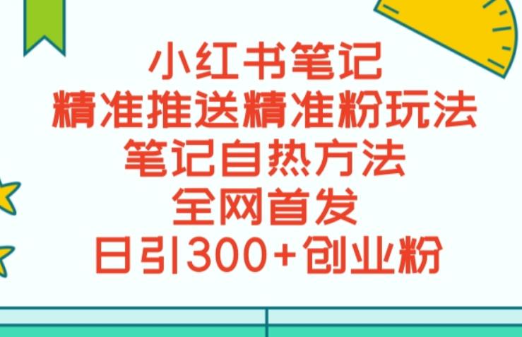 最新小红书笔记精准推送2000+精准粉，单日导流私欲最少300【脚本+教程】第一学习库-致力于各大收费VIP教程和网赚项目分享第一学习库