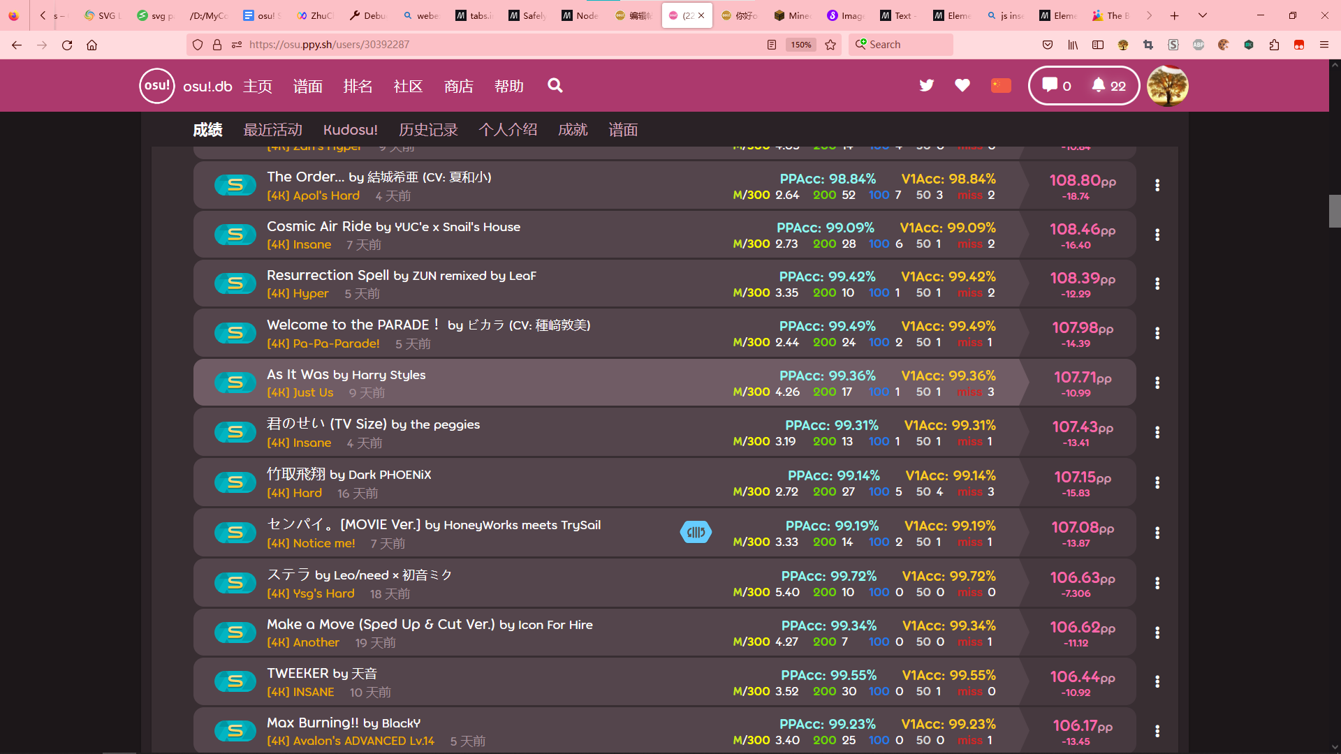VoltaXTY's osu!mania profile page on Sep 11, 2023