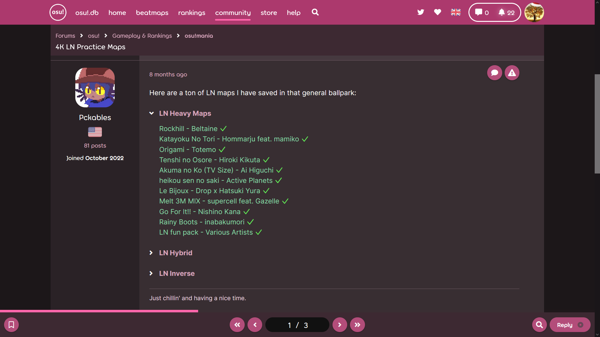 screenshot of improved forum posts