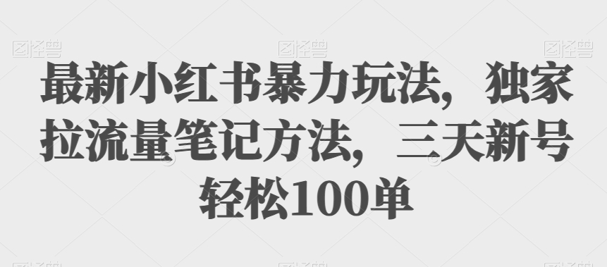 最新小红书暴力玩法，独家拉流量笔记方法，三天新号轻松100单【揭秘】一点库资源-致力于各大收费VIP教程和网赚项目分享一点库资源