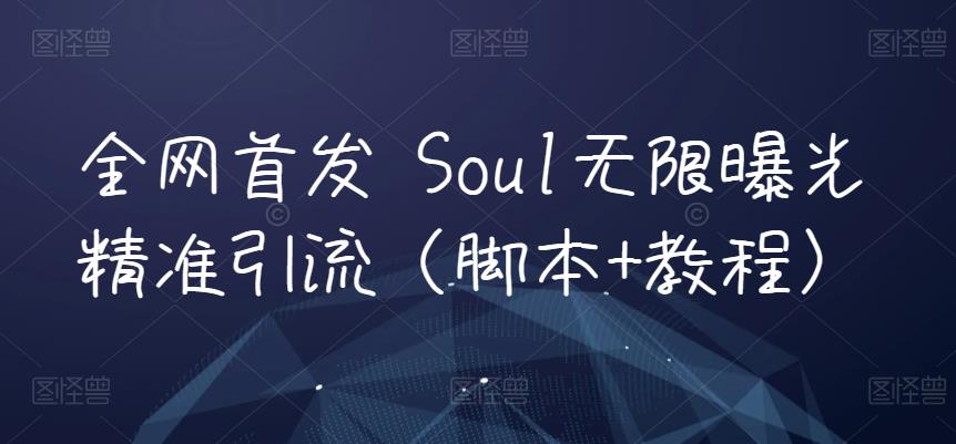 全网首发 Soul无限曝光精准引流（脚本 教程）第一学习库-致力于各大收费VIP教程和网赚项目分享第一学习库