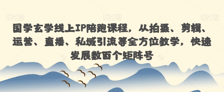 国学玄学线上IP陪跑课程，从拍摄、剪辑、运营、直播、私域引流等全方位教学，快速发展数百个矩阵号第一学习库-致力于各大收费VIP教程和网赚项目分享第一学习库