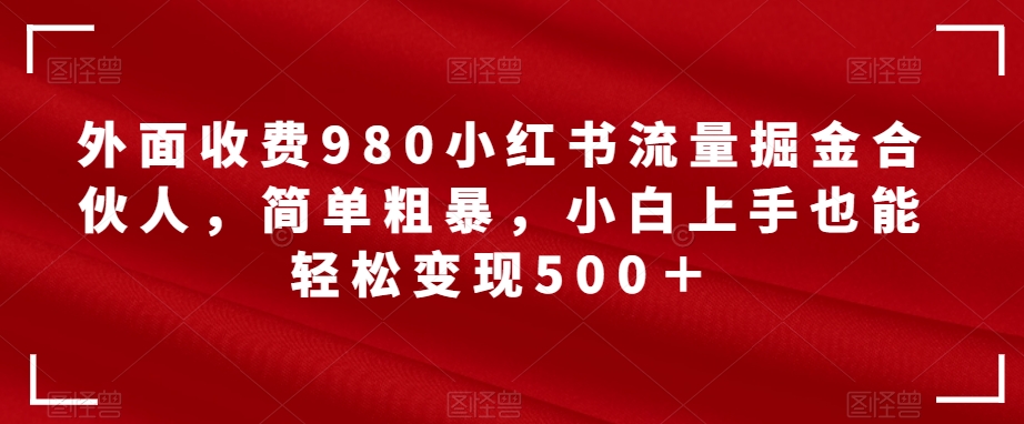 外面收费980小红书流量掘金合伙人，简单粗暴，小白上手也能轻松变现500＋【揭秘】第一学习库-致力于各大收费VIP教程和网赚项目分享第一学习库