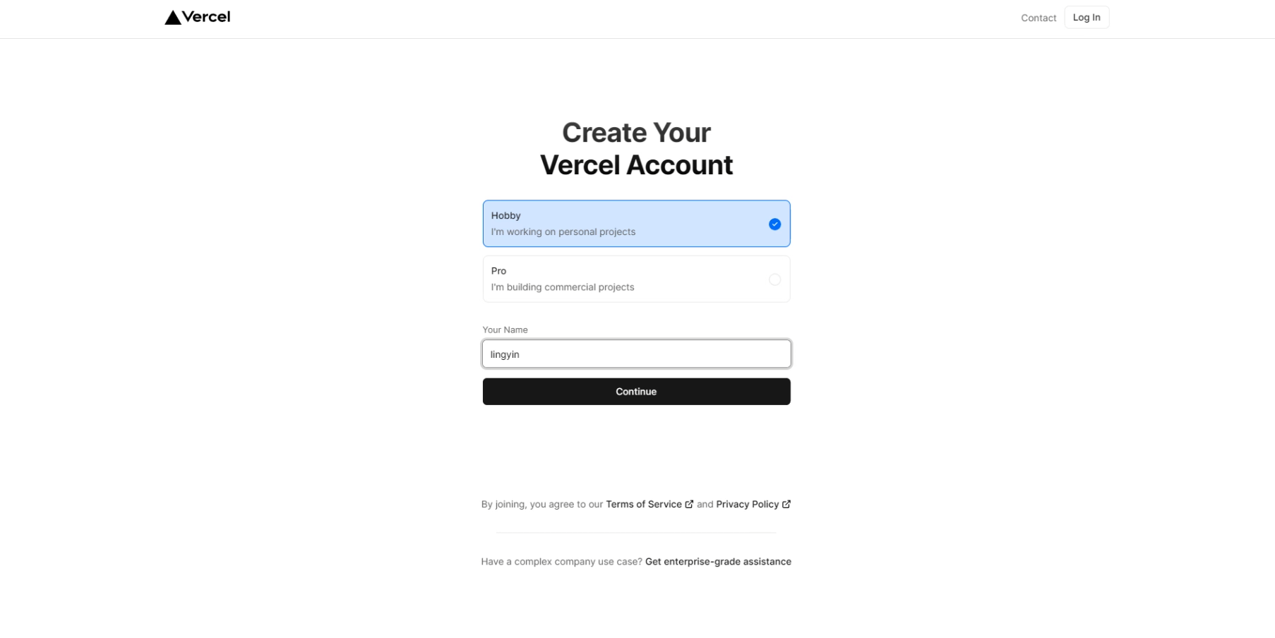 Vercel注册页2 alt text