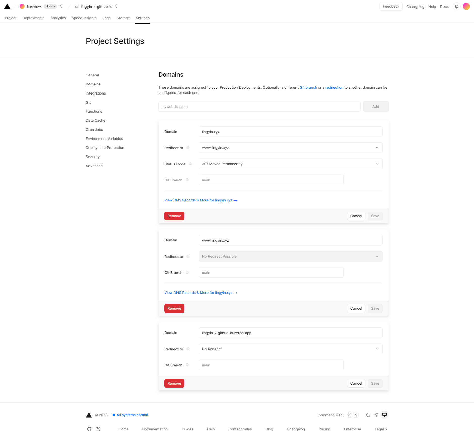 Vercel域名设置 alt text