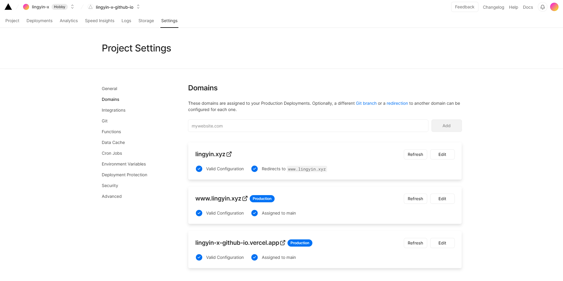 Vercel自定义域名 alt text
