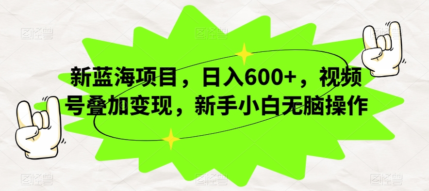 新蓝海项目，日入600 ，视频号叠加变现，新手小白无脑操作【揭秘】一点库资源-致力于各大收费VIP教程和网赚项目分享一点库资源