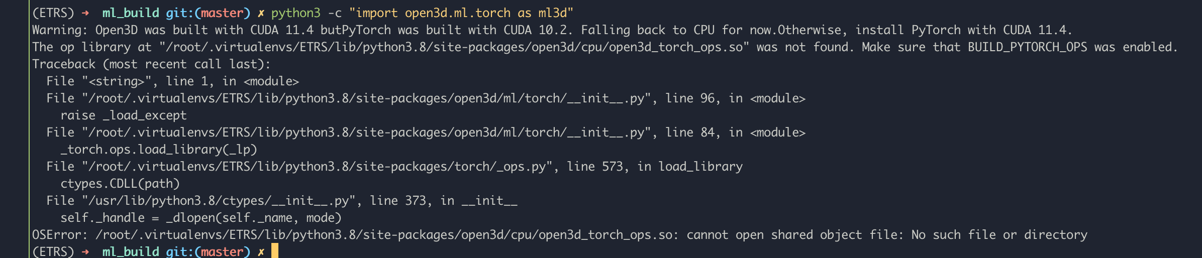 Open3D-ML Pytorch CUDA Version dont match