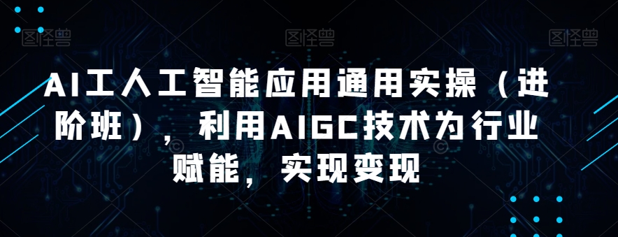 AI工人工智能应用通用实操（进阶班），利用AIGC技术为行业赋能，实现变现第一学习库-致力于各大收费VIP教程和网赚项目分享第一学习库