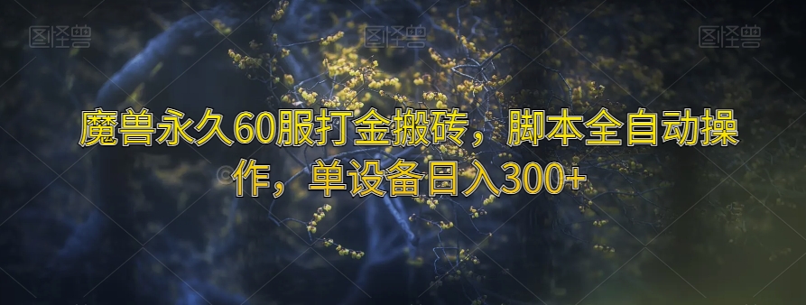 魔兽永久60服打金搬砖，脚本全自动操作，单设备日入300 【揭秘】第一学习库-致力于各大收费VIP教程和网赚项目分享第一学习库