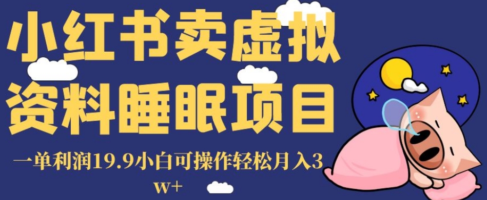 小红书卖虚拟资料睡眠项目，一单利润19.9小白可操作轻松月入3w 【揭秘】一点库资源-致力于各大收费VIP教程和网赚项目分享一点库资源