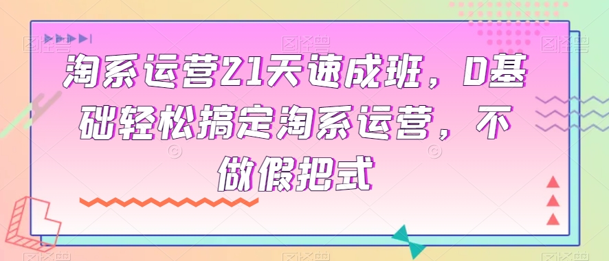 淘系运营21天速成班，0基础轻松搞定淘系运营，不做假把式一点库资源-致力于各大收费VIP教程和网赚项目分享一点库资源