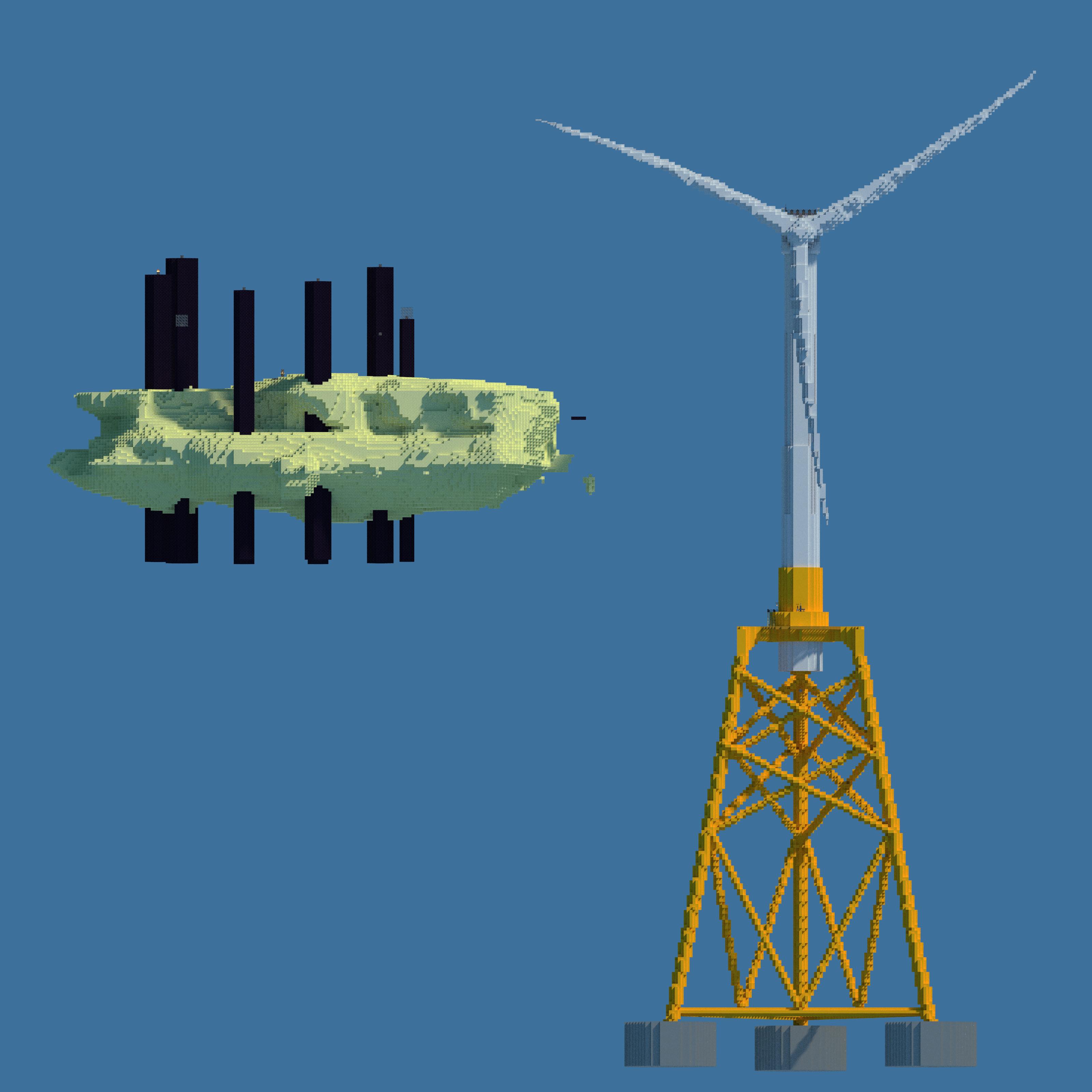 Offshore Wind Turbine Collection [Full Scale 360+Blocks Tall] [Interior] Minecraft Map