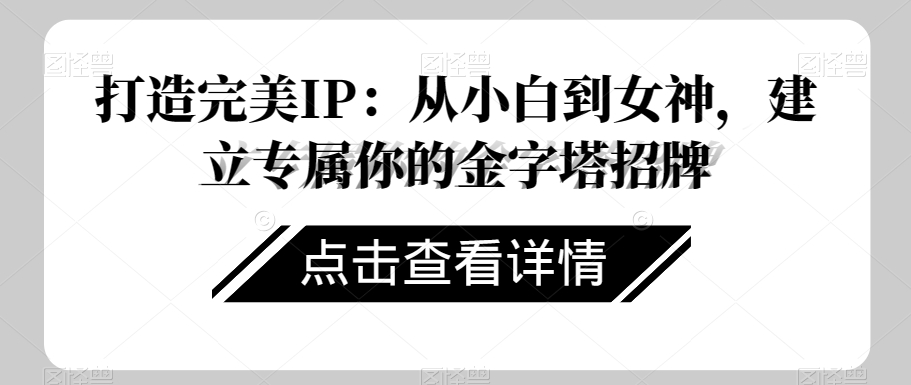 打造完美IP：从小白到女神，建立专属你的金字塔招牌第一学习库-致力于各大收费VIP教程和网赚项目分享第一学习库