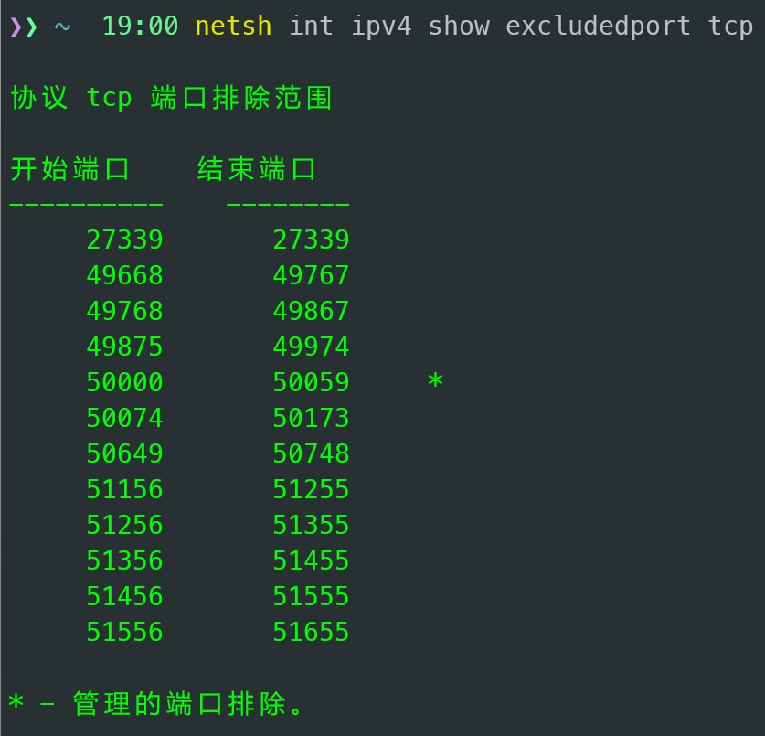 查看当前所有已经被征用了的端口