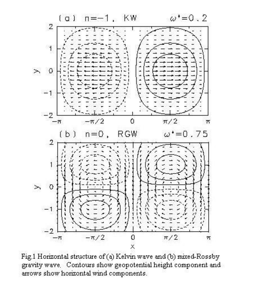 Illustration of Kelvin (upper panel) and Rossby-gravity (lower panel)
waves..png