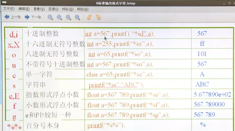 标准输出格式字符