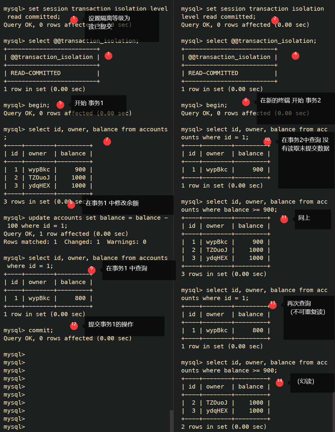 read committed in MySQL