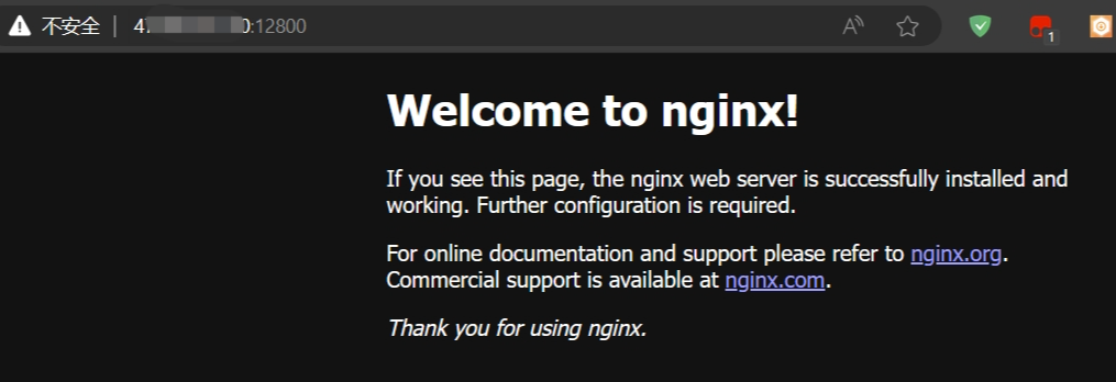 Successfully access to nginx index page