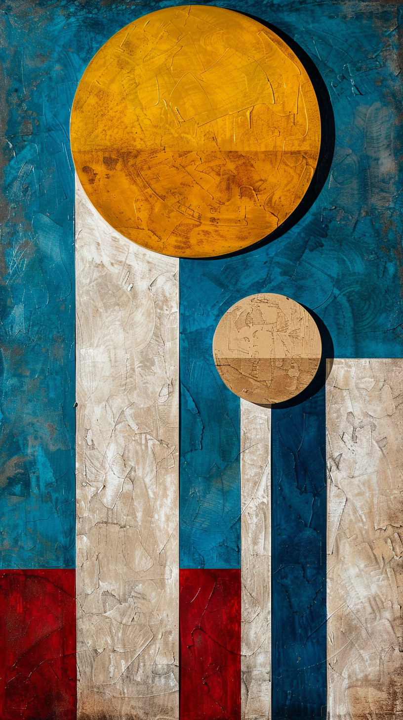 Geometric shapes splicing, bright colors collision, show the charm of abstract art.