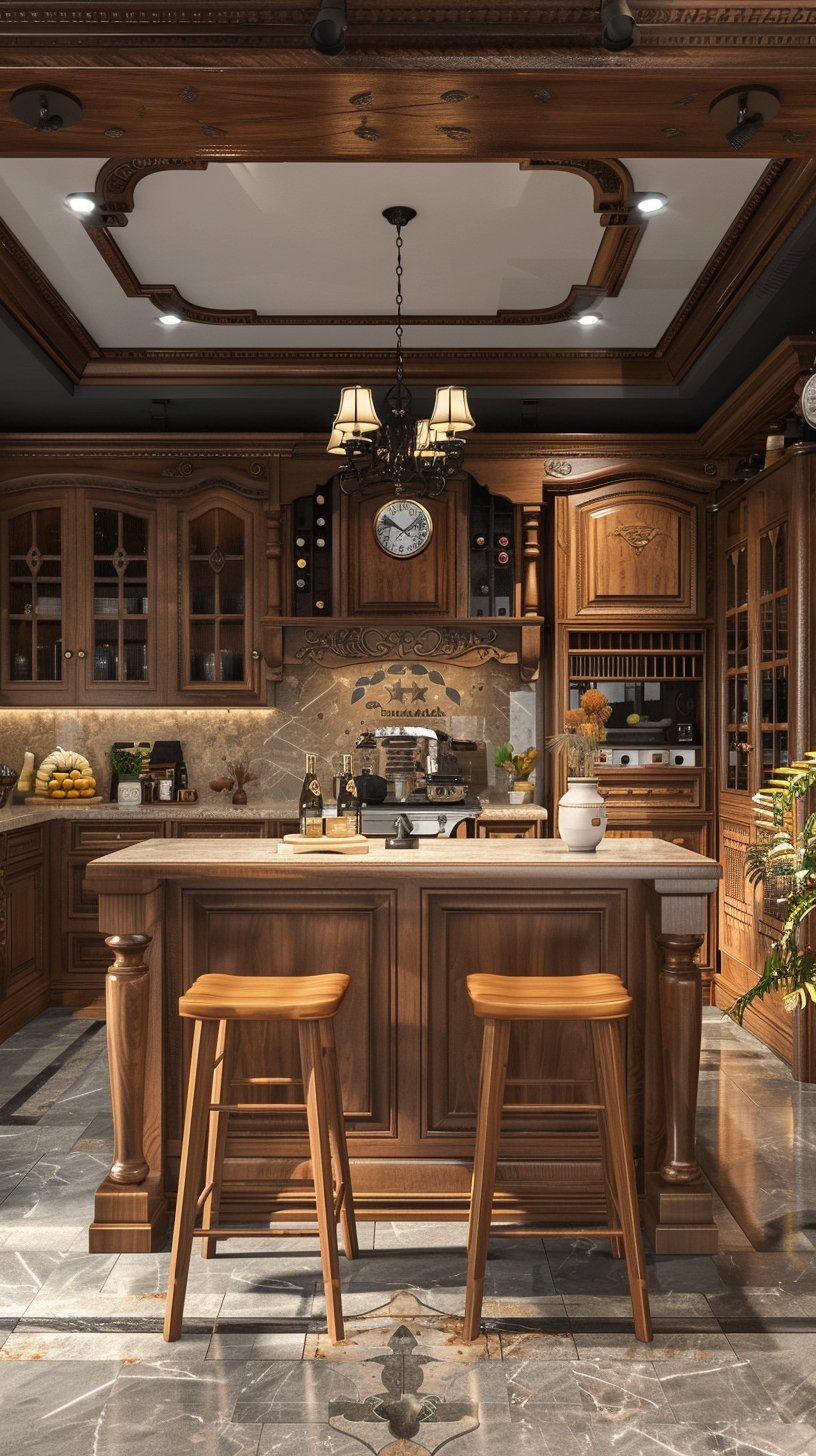 The luxury kitchen is full of high-end style, spacious and bright, fully equipped, comfortable and practical.
