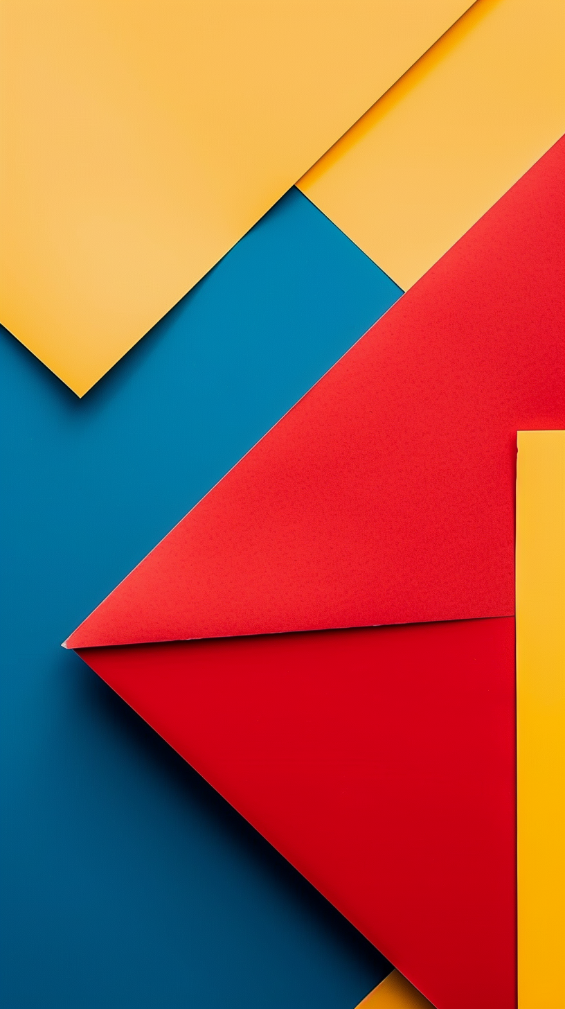 Color paper stacked in blue screen, light and shadow interwoven layers, modern simple rich dynamic.