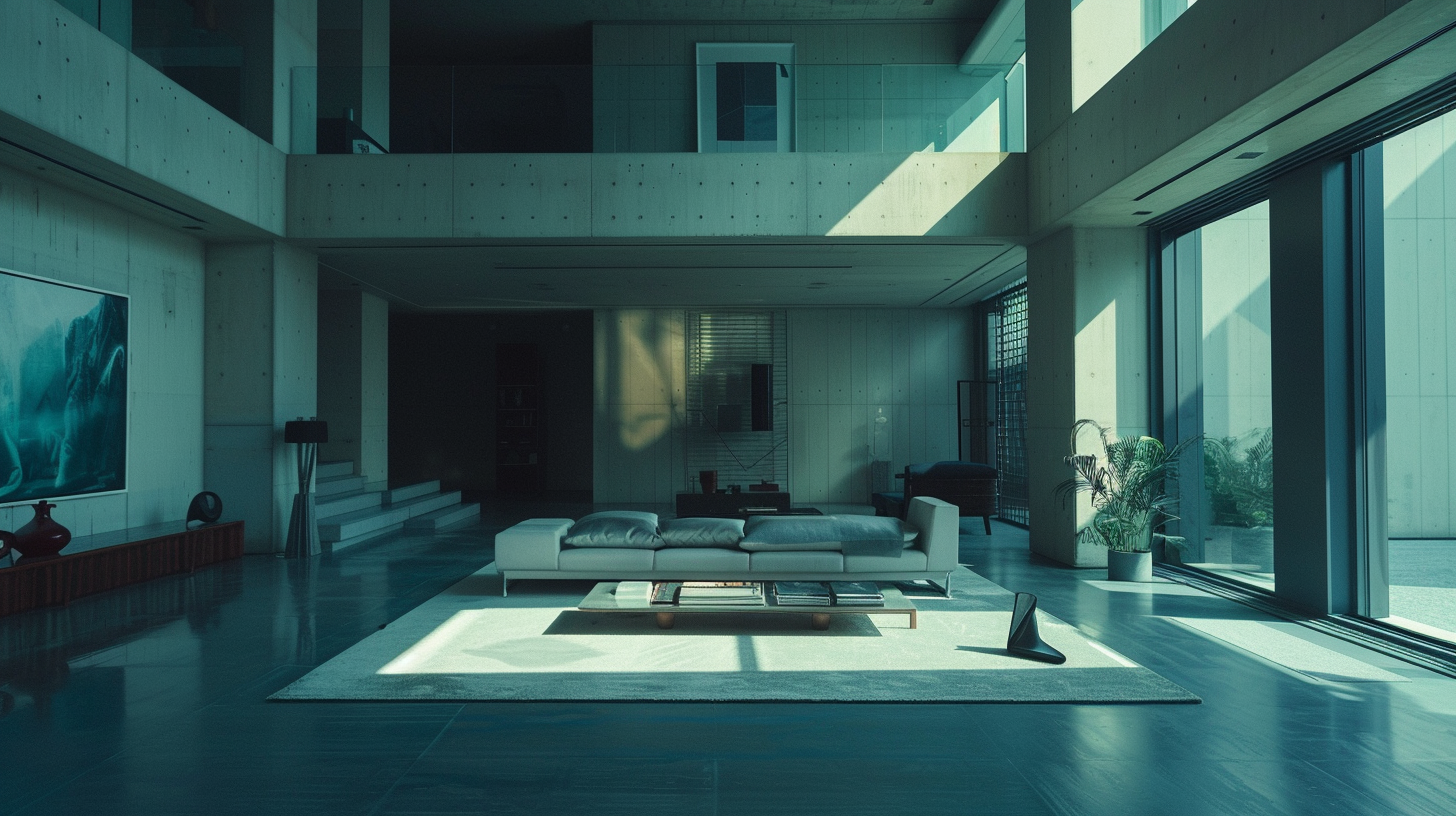 A modern room in deep colors, spacious and quiet, with a pleasant view outside and elegant interior.