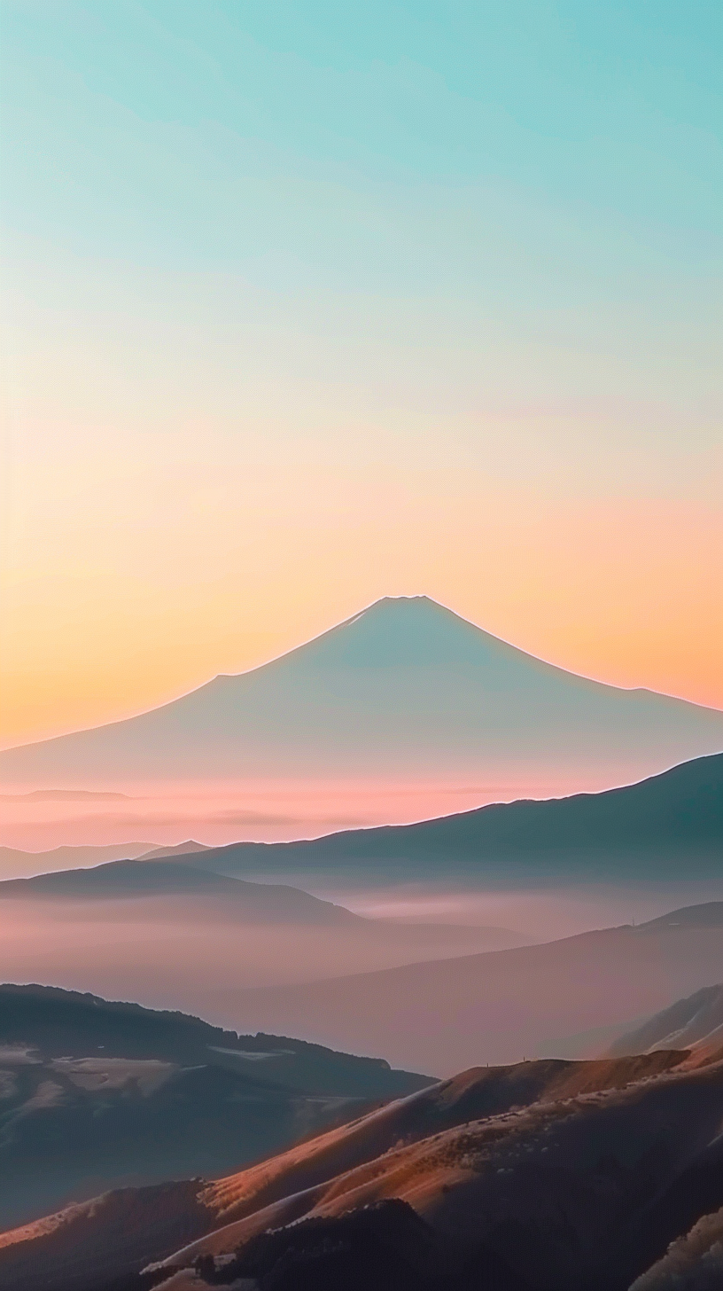 Surrounded by mountains, enveloped by clouds, the sky gradually dyed, the silence and mystery before sunrise.
