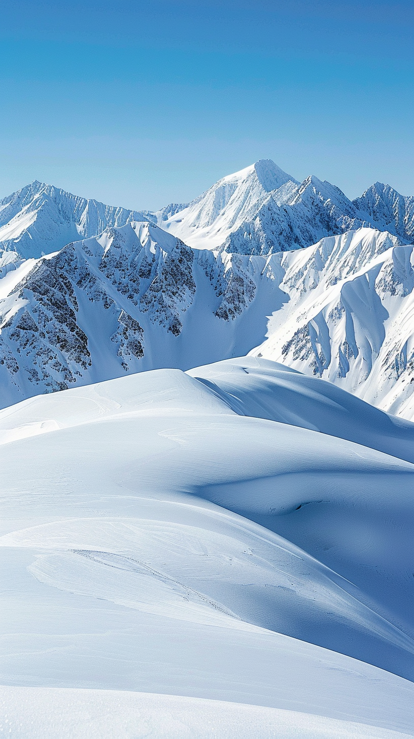 The snow mountains are lofty, the peaks are undulating, the snow is vast, and the scenery is magnificent.