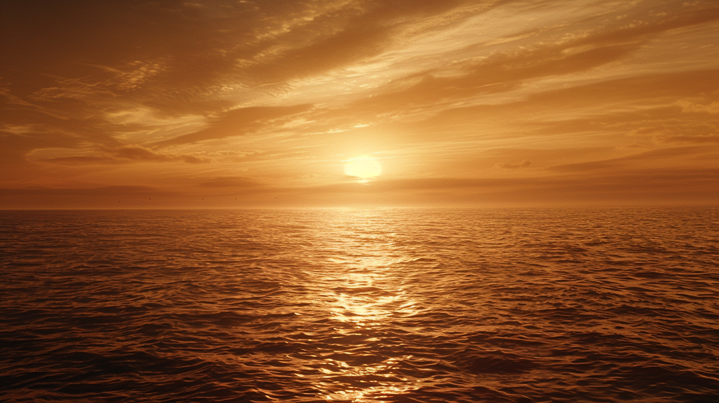 The sunset dyed the horizon red, the sea shimmering, light and shadow staggered, quiet and mysterious.