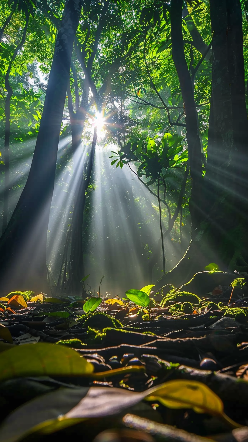The sun dashes the forest, the green is full of tranquility, and the ancient mysterious charm is strong.